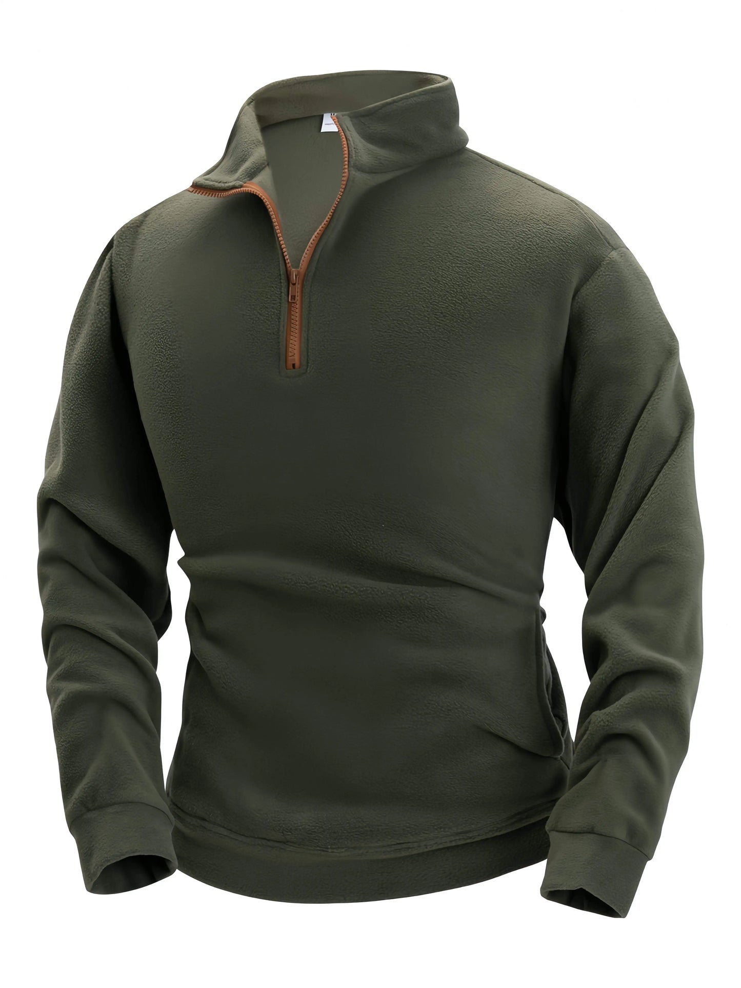 Quality thickened fleece men's long sleeved zipper collar pullover sweater men's sportswear soft shell men's jacket