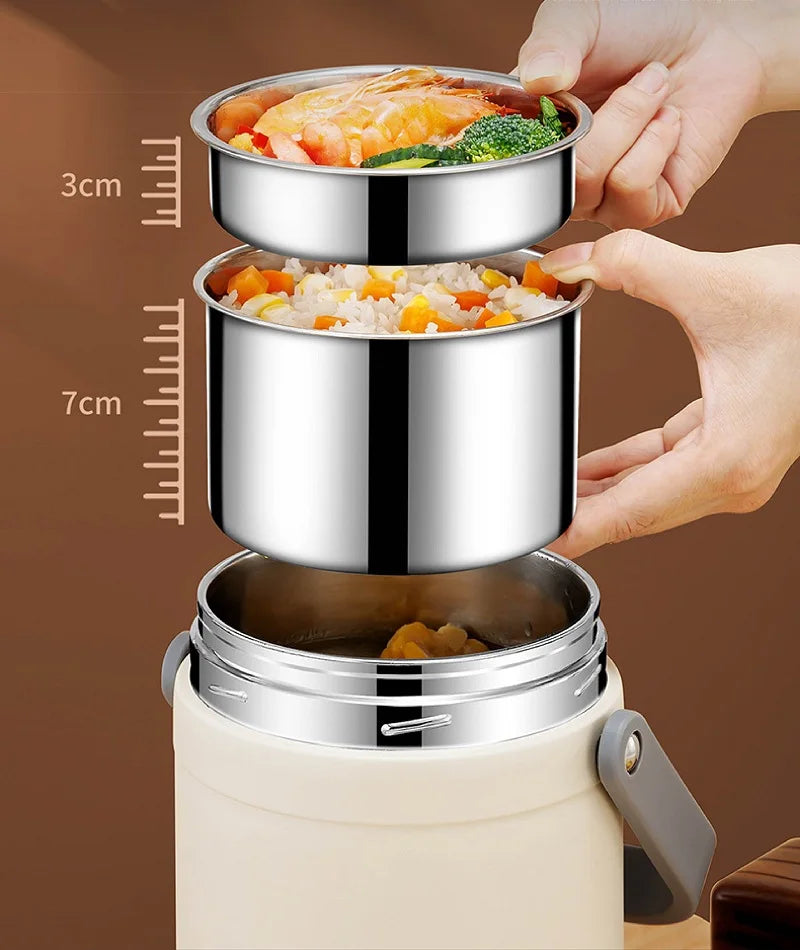 12V/1.6L Car Electric Lunch Box Multifunction Rice Cooker Portable 304 Stainless Steel Double Layer Linner Keep Warm Bento Box