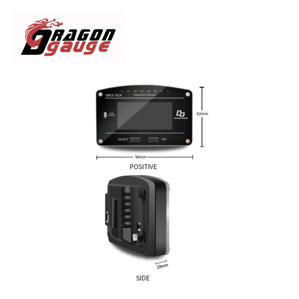 DRAGON GAUGE 10 in 1 Race Dash Panels OLED Digital Display Full Sensor Kit Car Multi-Function Dashboard Fit for 12V Car