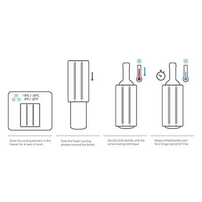 Wine Cooler Hexo Graphite Modern Active Wine Bottle Chiller with Removable Cooling Sleeve Geometric Design Reusable, Ice-Free C