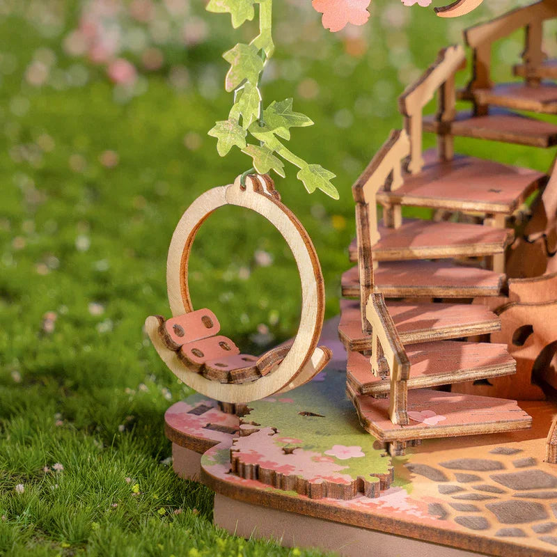 Rolife Sakura Tree House 3D Puzzles DIY Model Building Toy Wooden Craft Kits Hobby for Adult Brain Teaser Gift for Home Decor