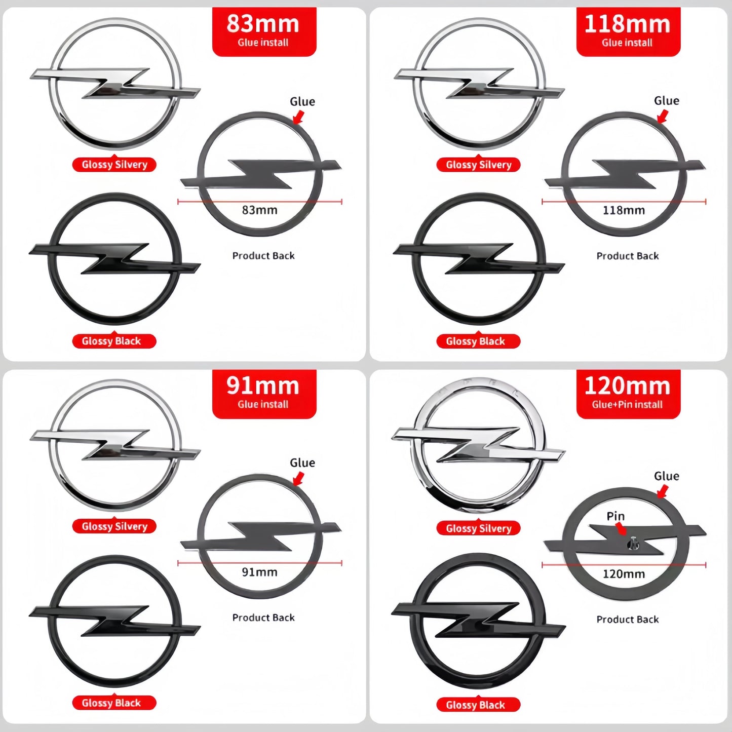 1pcs 3D ABS Car Front Grille Hood Bonnet Emblem Rear Trunk Bumper Badge Logo Sticker for Opel Astra Zafira Insignia Corsa