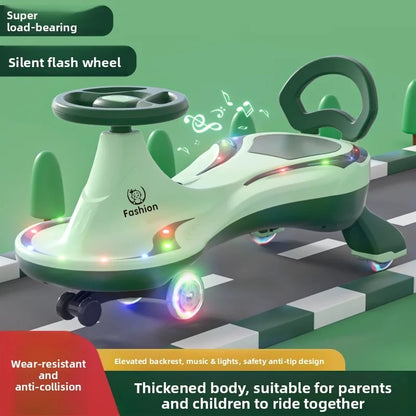 Silent Twist Car Ride Toy Omnidirectional Wheels Anti Tip Swivel Baby Adult Friendly Anti-rollover Children's Wiggle Car