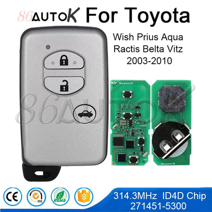 Car Smart Remote Control Key for Toyota Wish Prius Aqua Ractis Belta Vitz 2003-2010 FSK 314.3MHz 271451-5300 ID74 Chip 3buttons