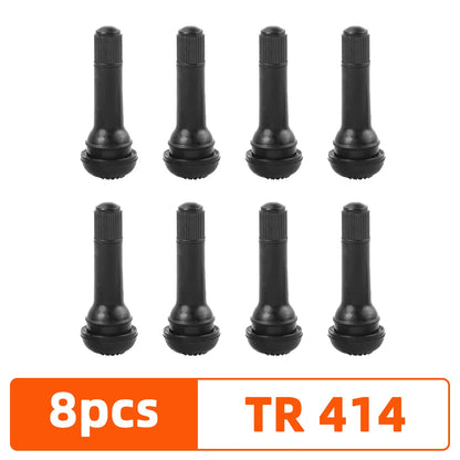 4/8/10/24pcs Tr414 Black Rubber Snap In Tire Valve Insert Rubber Tire Valve Core Replacement Standard Vehicle Tubeless Wheel Rim