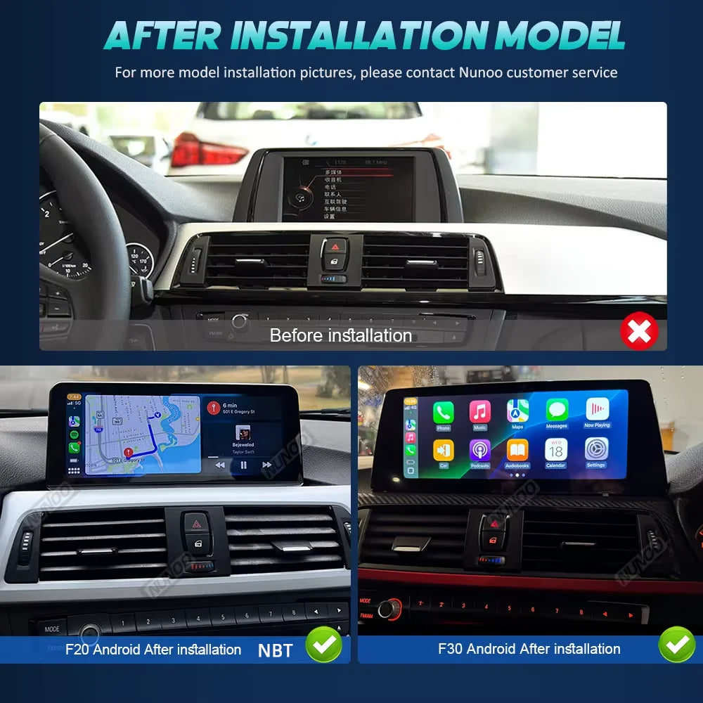 Wireless Carplay Android 14 For BMW F20 F30 F21 F22 F31 F32 F33 F34 F36 NBT EVO Multimedia Player Auto Radio Screen GPS
