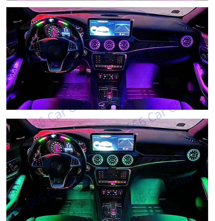 256 Colour LED Vents For Mercedes Benz C Class W205 W447 W213 W156 W117 W176 Bluetooth APP Control Car Nozzle Turbine Air Outlet