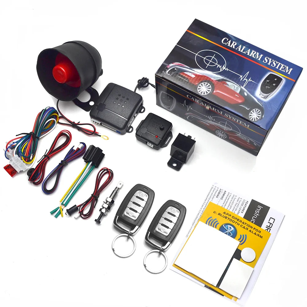Universal Car Alarm System with Bluetooth App Control 2 Remote Keys Remote Door Locks Keyless Start System Accessories