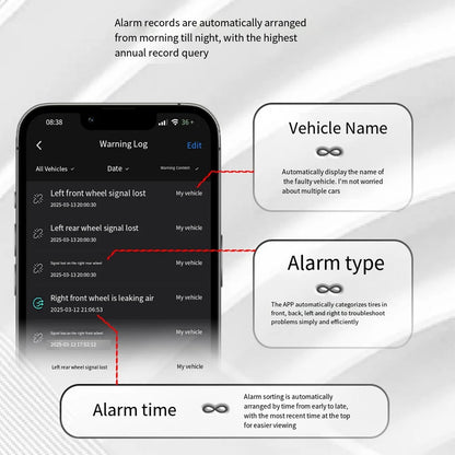 6PCS RV Truck Tire Pressure Monitoring System Bluetooth TPMS Mobile Phone APP Disp With 6 External Sensors For RV Truck External