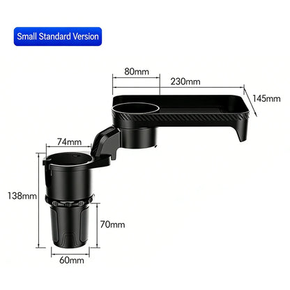 Car Cup Holder Expander Multi-Function Drink Holder with Food Table 360-Degree Adjustable Base Tray for Snack