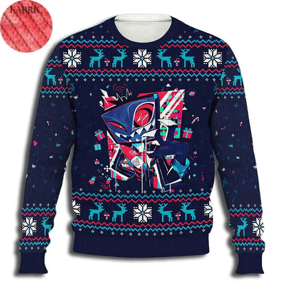 2026 Hot Hazbin Hotel Vox Print Ugly Sweater Y2K Winter Streetwear Pullover Men's and Women's Harajuku Style Fun Casual Top Gift