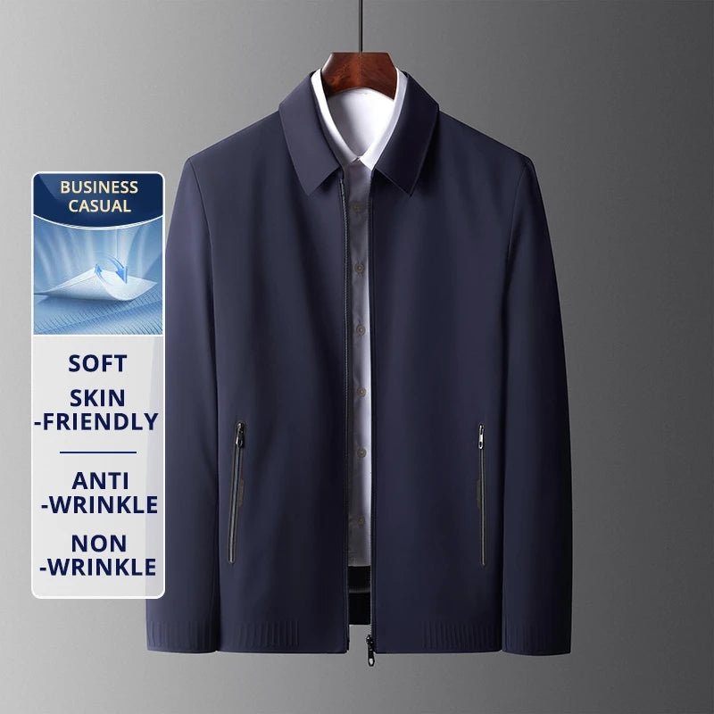 High End Anti Wrinkle Mature Men Business Dad's Outfit Casual Blazer Jacket Autumn Windbreaker Middle Aged Executive Coats