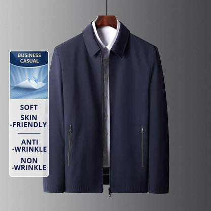 High End Anti Wrinkle Mature Men Business Dad's Outfit Casual Blazer Jacket Autumn Windbreaker Middle Aged Executive Coats