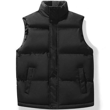 Autumn Winter Men's Vest Jacket Warm Sleeveless Jackets Waterproof Zipper Coat Stand-Up Collar Casual Waistcoat 2025 Cotton Vest