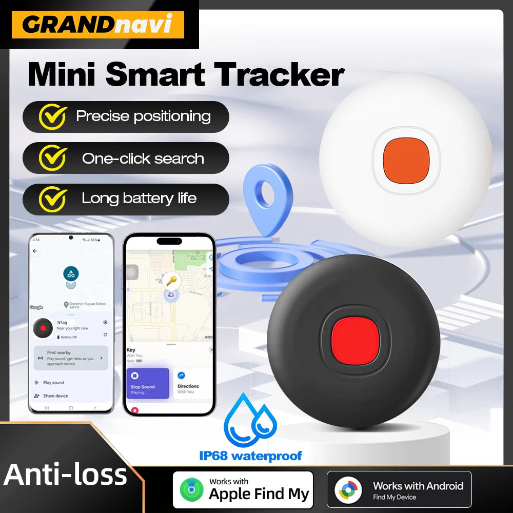 Anti-loss Smart GPS Tracker Locator Dual System Waterproof For iPhone&Android phones Works With Apple Find My Android Find Hub