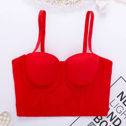 SXTHAENOO Summer 8 colors Fashion Mesh Push Up Bralet Women's Corset Simple Bustier Bra Night Club Party Sexy Cropped Top Vest