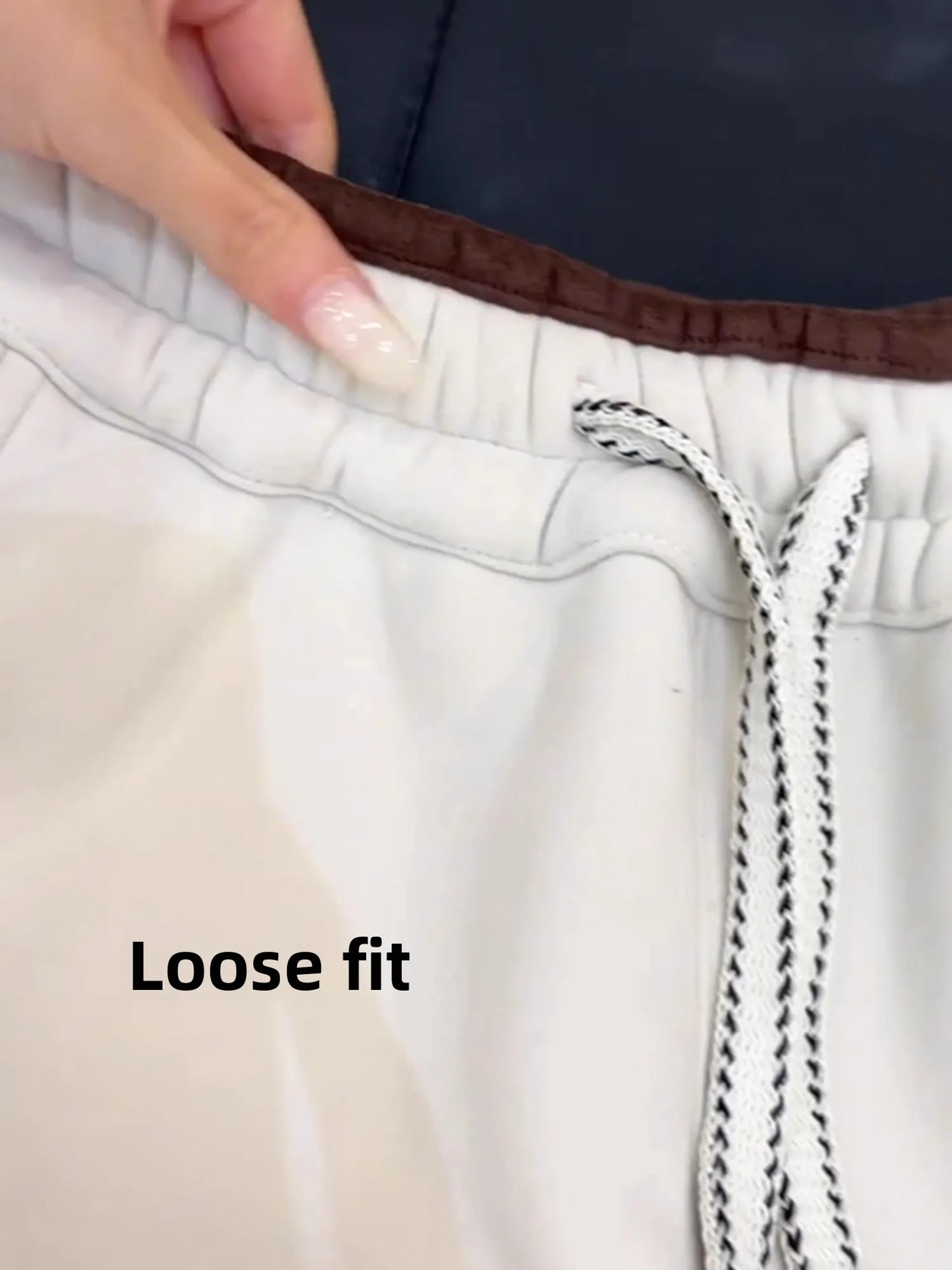Warm Alpaca Wool Fleece Pants Women's Winter Thickened Fleece High Waist Slim Version Knife-Shape Pants Color Block Design