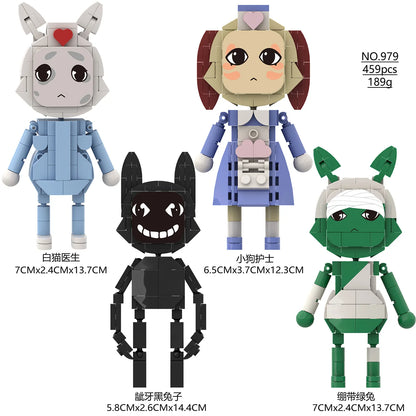 New Animal Hospital Building Blocks Cute 4/8pcs Horror Game Mini Dog Cat Nurse Assemble Figures For Fans Gifts