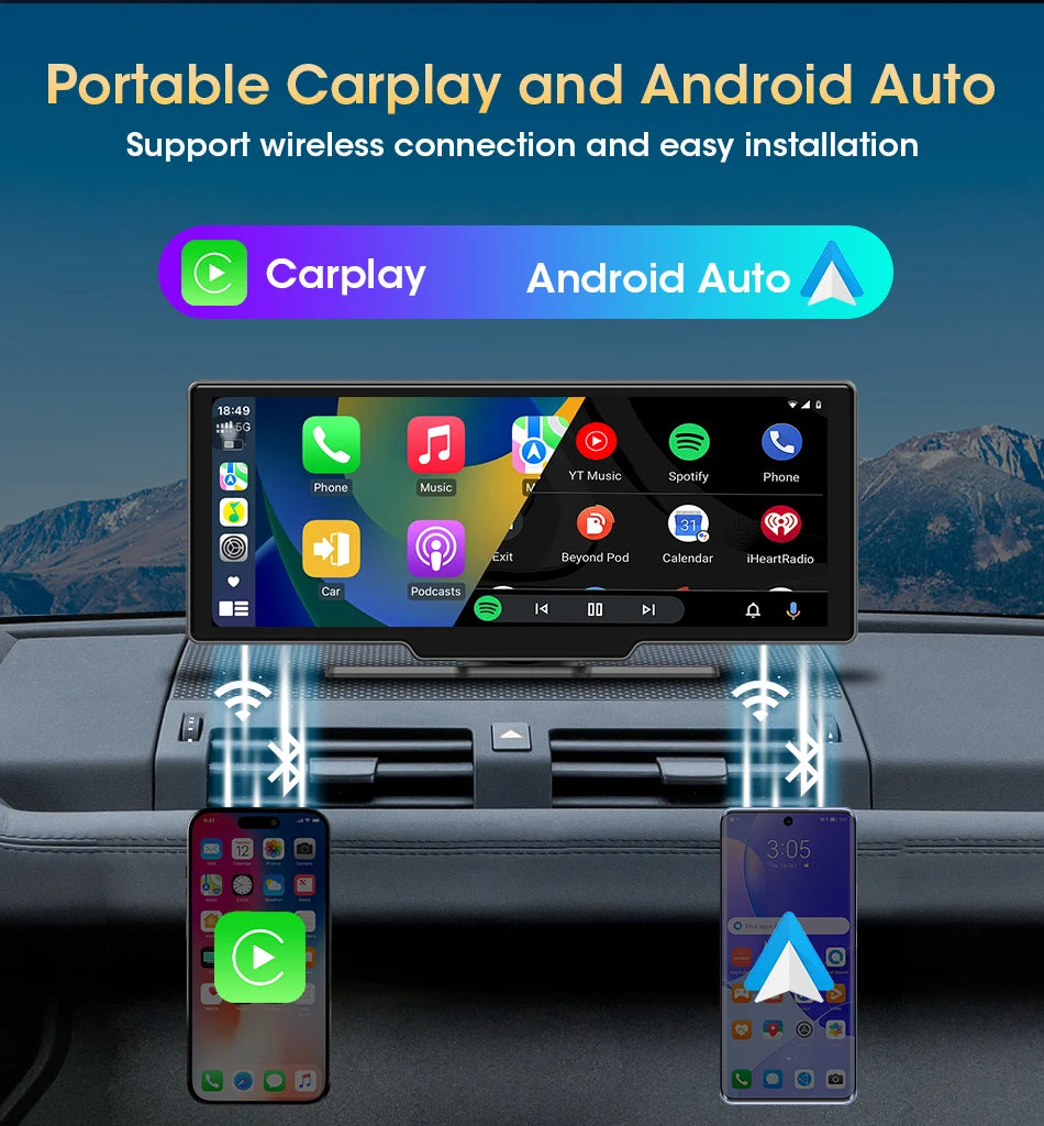Srnubi 10.26" Car Play Screen Android WIFI Car Multimedia Player Wireless Carplay Android Auto Car Screen for YouTube Netflix