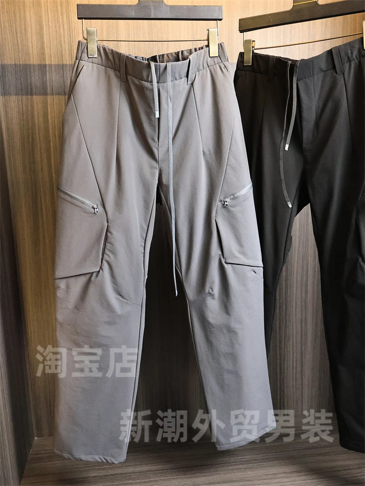 Outdoor Men's Straight Leg down Pants Fashionable Urban Style Long Length Nylon Polyester Blend Warmth Insulated Duck down Fi...