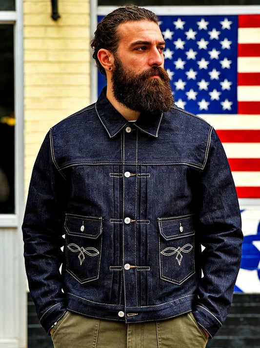 Vintage Short Style Men's Denim Jacket Original Unwashed Cotton 100% Resistant to Deformation Daily Wear Japanese Retro Design