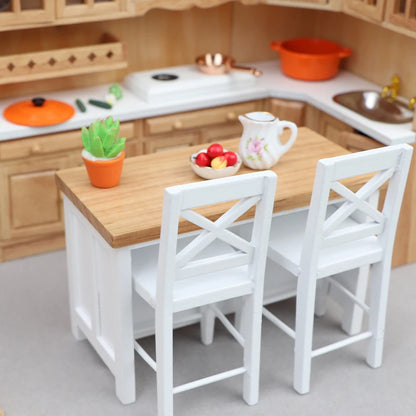 1Set 1:12 Dollhouse Miniature Dining Table Chair Bar Counter Model Furniture Decor Toy For Doll House Restaurant Accessories