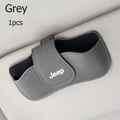 Car sun visor glasses bag leather wear-resistant sunglasses storage box for Jeep Grand Cherokee Wrangler Renegade Rubicon