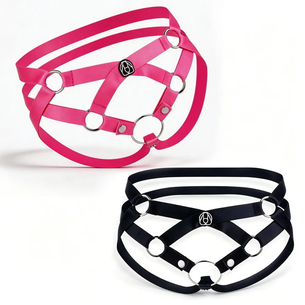 ANOSX Auxiliary Chastity Belt For Male Chastity Cage Elastic Band Underwear Male Harness With Scrotum Ring Bondage Hollow Pants