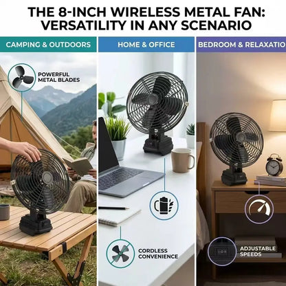 Camping Fan 8In Outdoor Fishing Wireless Desktop Portable Metal Fan Strong Wind Fan For Makita/Dewalt 18V BatteryPin