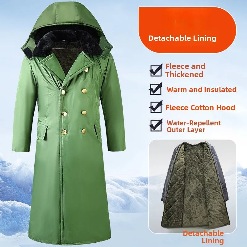 Thickened Cotton Jacket Removable Inner Vest Long Windproof Northeast Cold Storage Night Reflective Work Cotton Clothes