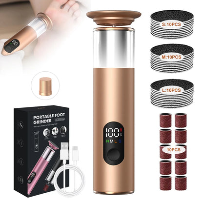 Gold 2 in 1 electric foot callus remover with 30pcs Sandpaper Discs, Aluminum Callus Remover for Feet Electric Care Tool