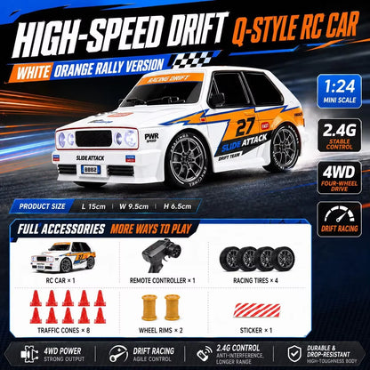 1/24 4WD RC Car 2.4G High Speed Drift Remote Control Car 20 Km/h With Led Light Radio Controlled GTR Racing Model Boy Toy Gift