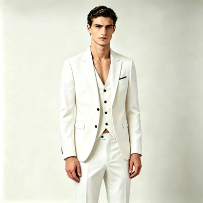 Men's Suit Lightweight Wedding Eegant 2 Piece Set Solid Color Formal Business Blazer Pants Classic Tuxedo for Party Groomsmen