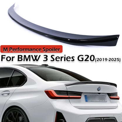 M Performance Style Rear Trunk Wing Spoiler For BMW 3 Series G20 Carbon Fiber Rear Bumper Lip MP  Refting 2020+ Gloss Black