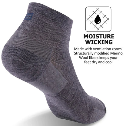 ZEALWOOD Merino Wool Running Socks Men Women No Show/Ankle/Crew Anti-blister Cushion Athletic Socks Ultra-Light Tennis 1/3 Pairs