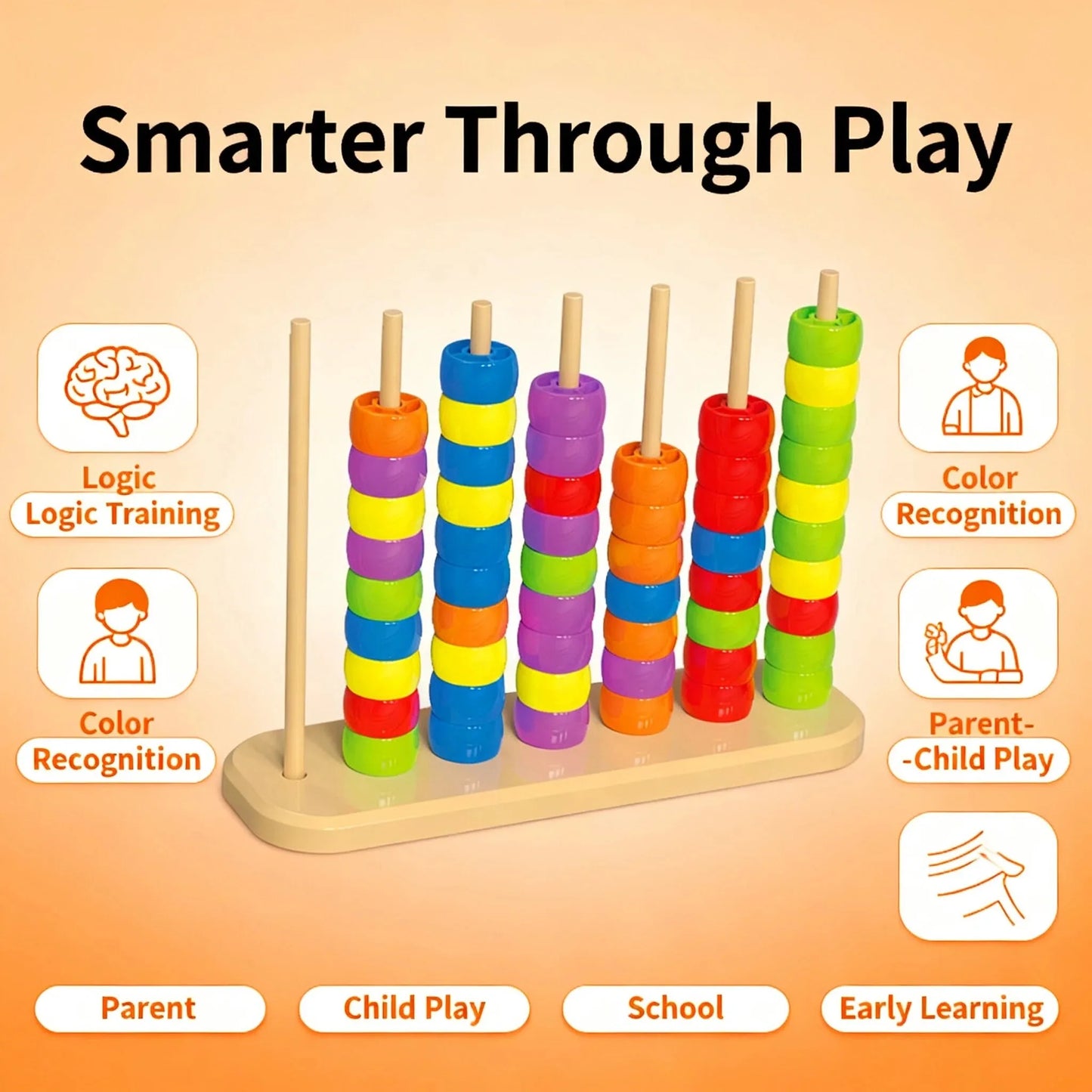 3D Four-in-a-Row Four-Checkers Board Game for Kids Educational Puzzle Toy Classic Strategy Brain Teaser Multiplayer Wooden Box S