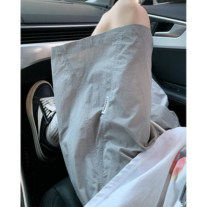 Men's American Style Quick Dry Shorts Summer Loose Fit Breathable Casual Shorts Youth Streetwear Lightweight Knee Pants
