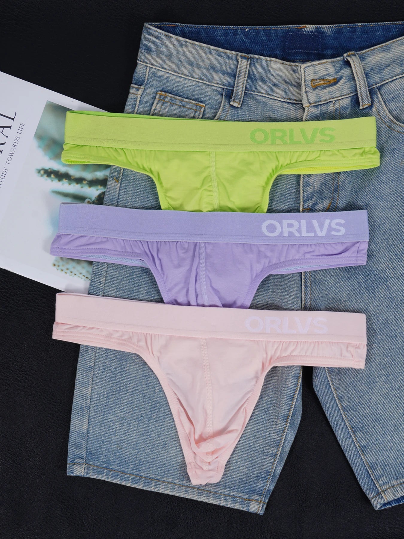 Men's ORLVS Ice Silk Modal Thongs Soft Breathable Low Rise Comfortable Underwear