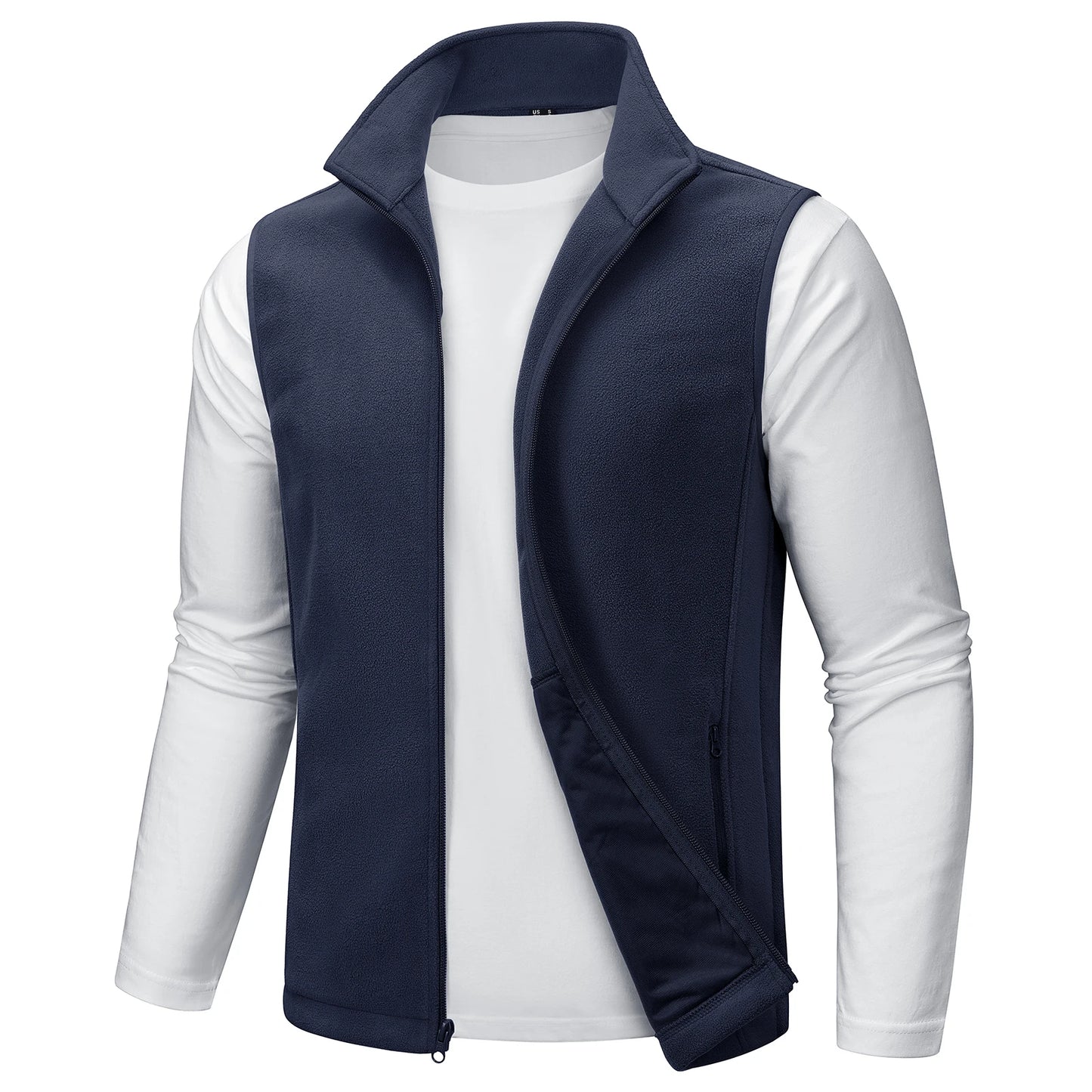 TACVASEN Men's Fleece Vest Zip Up Lightweight Sleeveless Jacket Warm Polar Fleece Outerwear with Pockets Casual Golf Hiking Vest