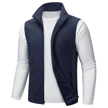TACVASEN Men's Fleece Vest Zip Up Lightweight Sleeveless Jacket Warm Polar Fleece Outerwear with Pockets Casual Golf Hiking Vest