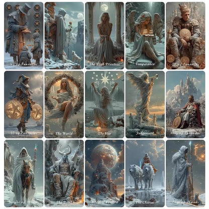 Beginner Tarot Cards Set with Paper Guide, Winter Still Tarot Deck, 80 Oracle and Tarot Cards, Gilded Edges, Spiritual Guidance