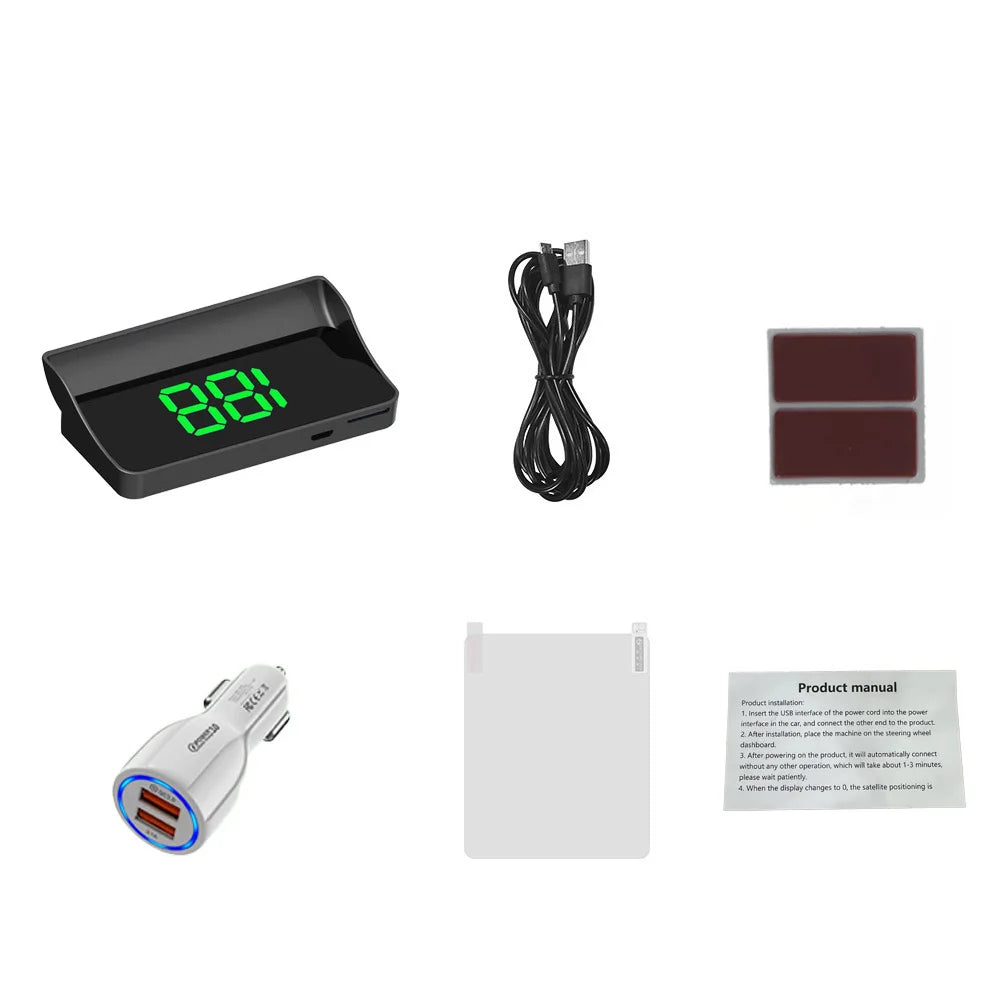 Universal Car HUD Display GPS Speedometer KMH MPH Projector Plug and Play Auto Accessories Windshield Anti-Glare Head Up Display