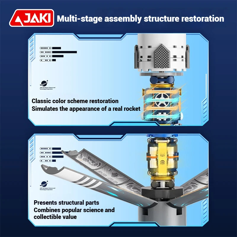 JAKI Long March 9 Space Rocket MOC Building Blocks DIY Aerospace Model STEM Educational Toy Kids Birthday Christmas Gift