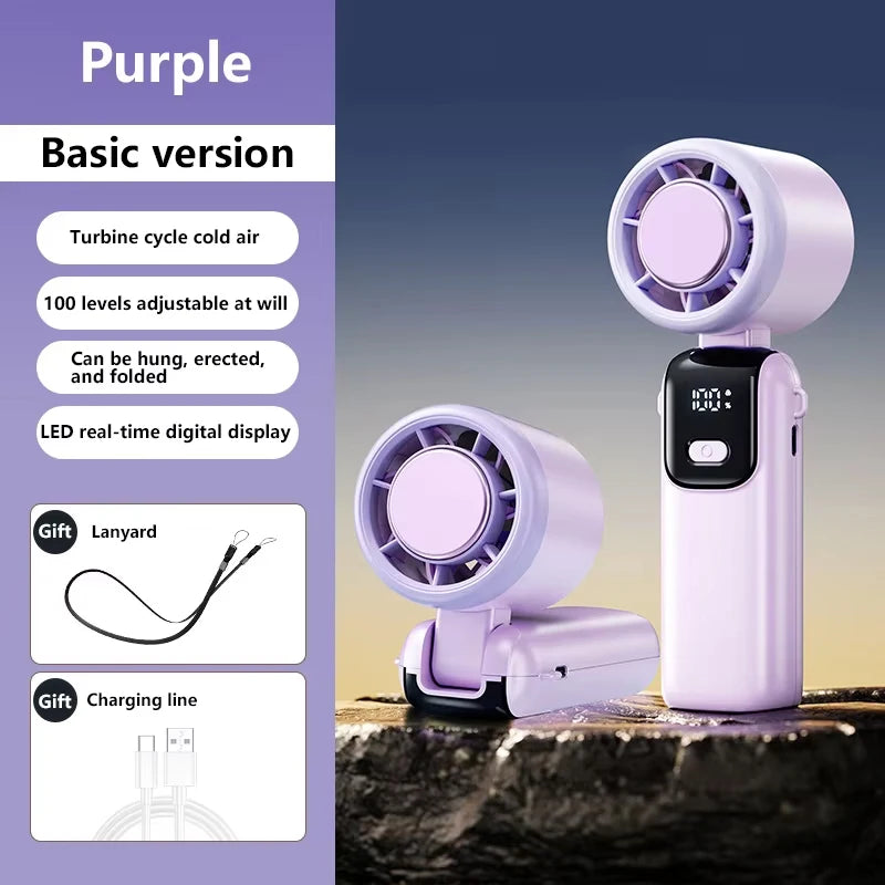 Lenovo Refrigeration Handheld Electric Fan High-speed Violent Turbo Fan Folding Neck Hanging Ice Pack Small Fan Office Outdoor