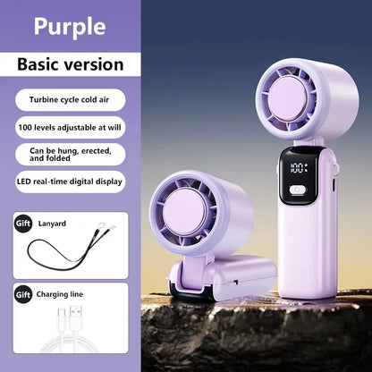 Lenovo Refrigeration Handheld Electric Fan High-speed Violent Turbo Fan Folding Neck Hanging Ice Pack Small Fan Office Outdoor