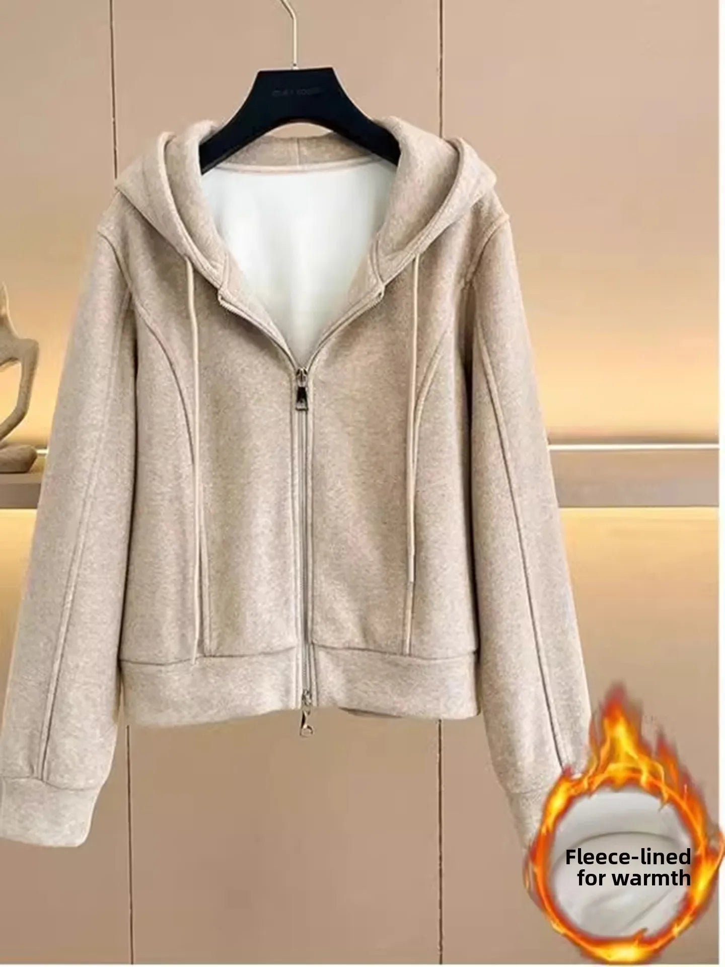 Women's Fleece Lined Thick Casual Sports Suit Set Hoodie Jacket Wide Leg Pants Two Piece Set Autumn Winter Fashion New Style
