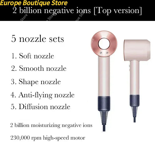 New Super Hair Dryer 220V Leafless Hair Dryer Personal Hair Care Styling Negative Ion Tool Schedule Negative Ion Electric Dryer