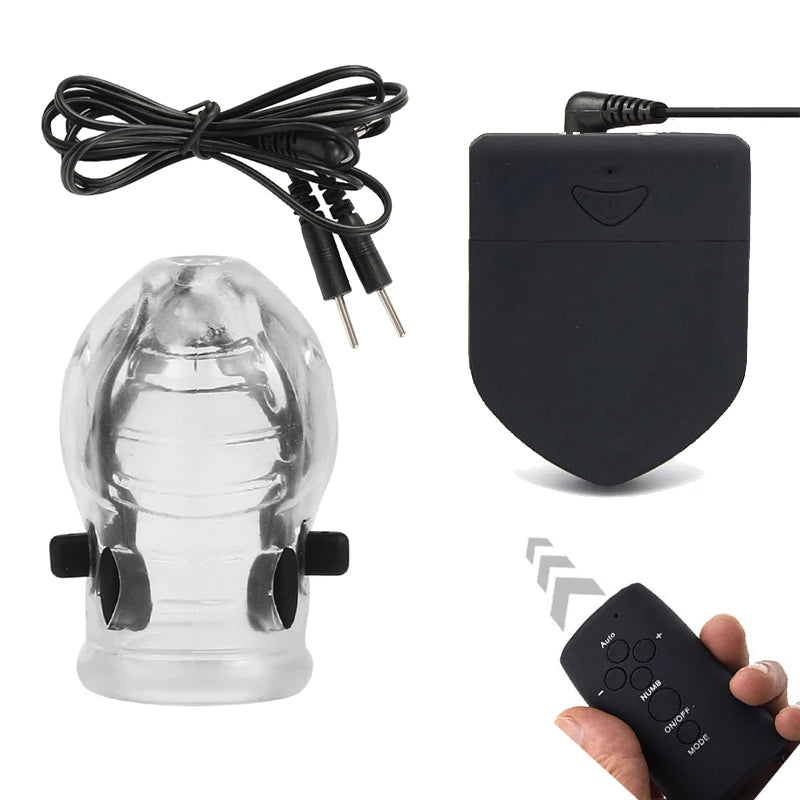 Estim Electric Shock Penis Ring Electro Trainer Massage Cup Chastity Penis Seelve Cockring For Men Dick Electrostimulation