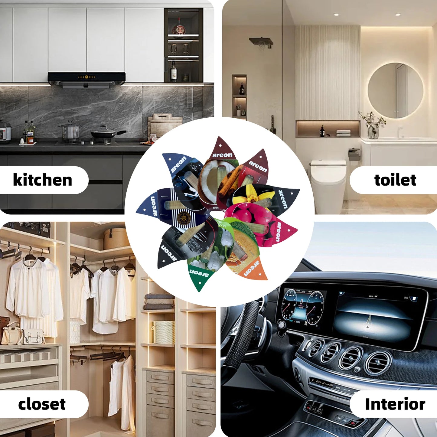 3-18pcs Car Air Freshener Natural Tea Fragrance Vehicle-mounted Hanging Vanilla Scent Water Drop-shaped Car Interior Accessory