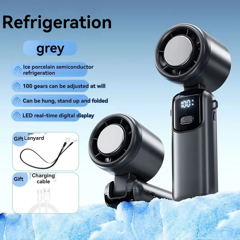 2025 New Hanging Neck Fan, Handheld Foldable High Speed Portable Fan with Infinite Speed Adjustment for Outdoor